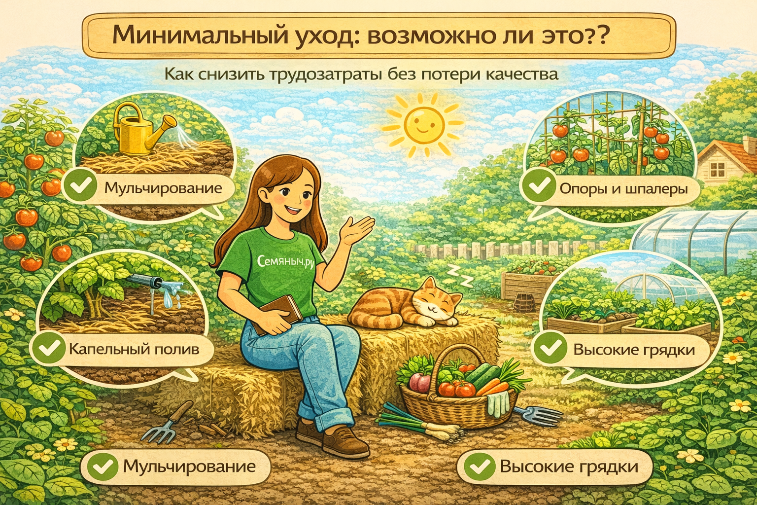 Подпись к изображению: Минимальный уход и максимальный результат — разумный подход к выращиванию вместе с Семяныч.ру.