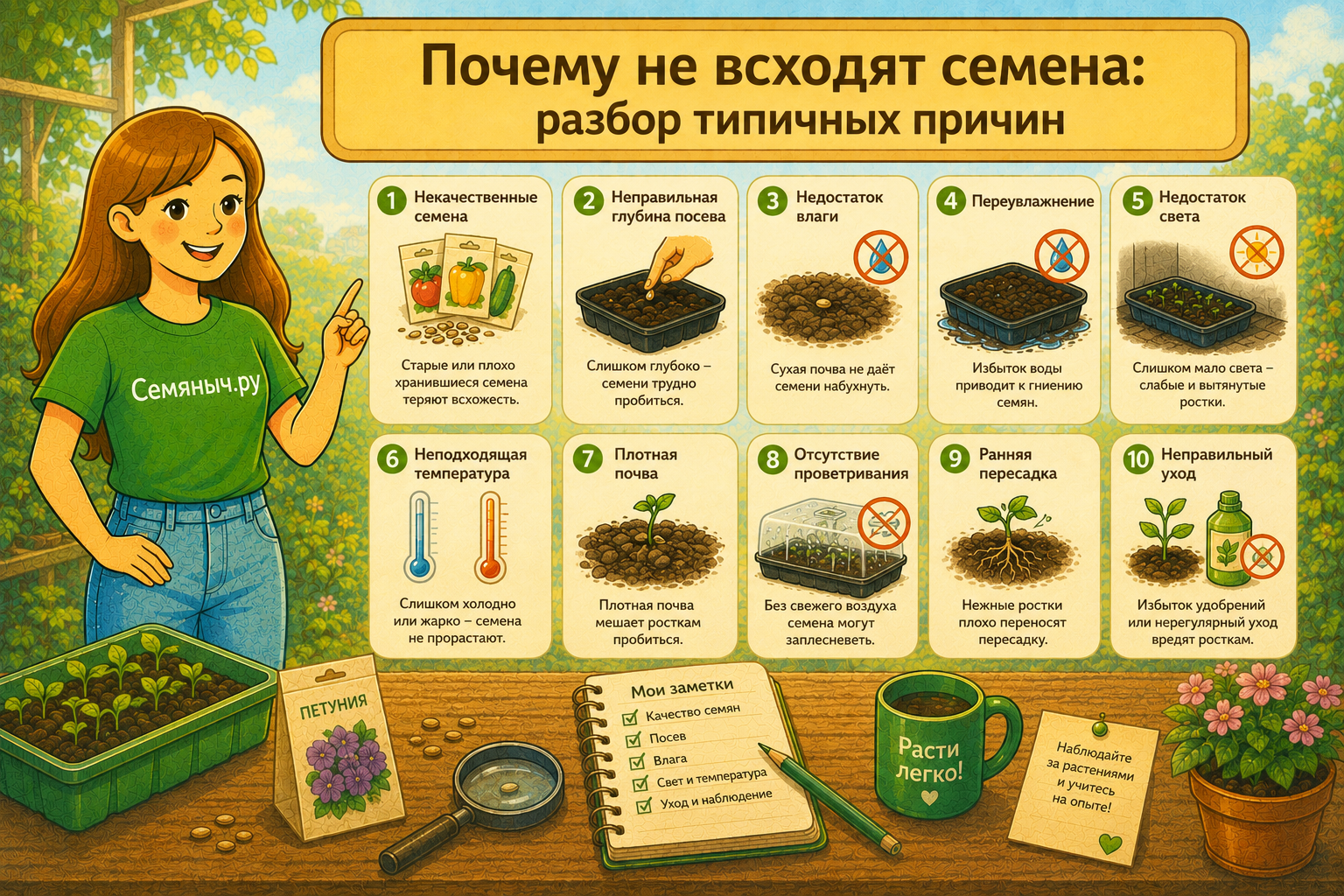 Даже качественным семенам нужны правильные условия — советы от Семяныч.ру помогут добиться дружных и здоровых всходов