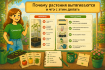 Правильное освещение и стабильные условия помогают избежать вытягивания растений — рекомендации от Семяныч.ру