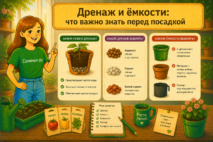 Подготовка правильного дренажа и выбор подходящей ёмкости — важнейший этап успешного старта, о котором напоминают эксперты Семяныч.ру