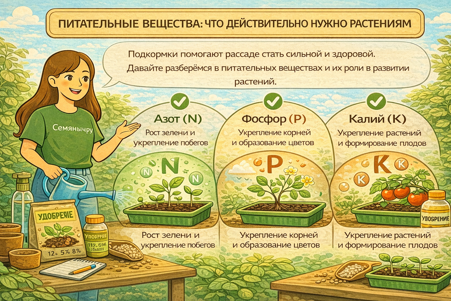 Баланс макро- и микроэлементов — залог здоровых растений. Эксперты Семяныч.ру рекомендуют