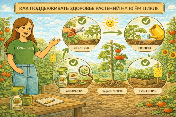 Стабильный рост и здоровье растений на всём цикле благодаря системному уходу и качественным семенам от Семяныч.ру