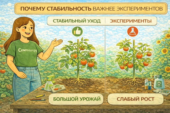 Стабильные условия и внимательный уход — основа успешного роста растений. Экспертный подход и качественные семена от Семяныч.ру