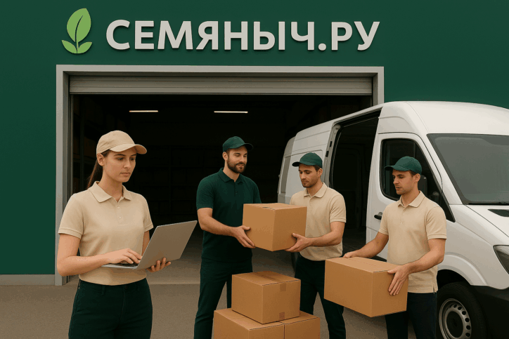 Сотрудники магазина Семяныч.ру отгружают семена на доставку
